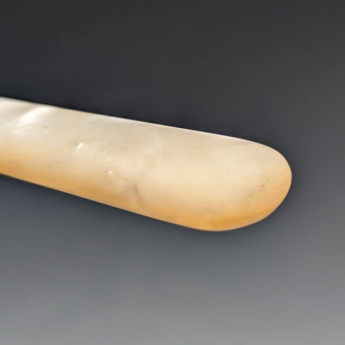 1880年 英国アンティーク 彫刻白蝶貝ハンドル デザートナイフx3 Stokes & Ireland