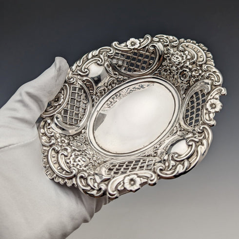 1972 年英國復古純銀浮雕與耳環盤 74 克 A Marston & Co