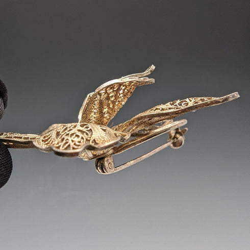 英國復古花絲卡特蘭銀胸針