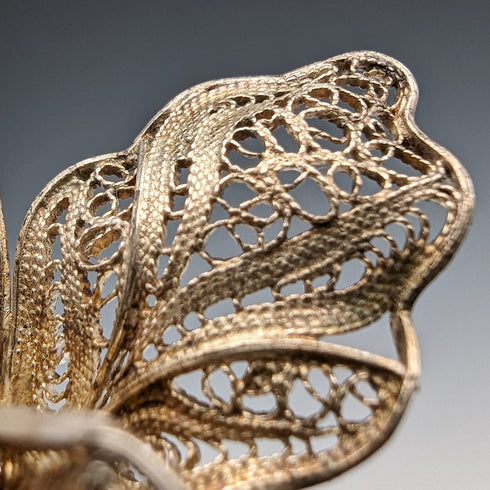 英國復古花絲卡特蘭銀胸針