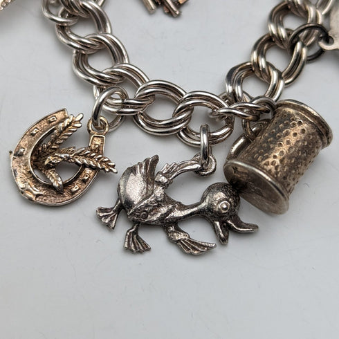 1976 British Vintage Sterling Silver Charm Bracelet 46g