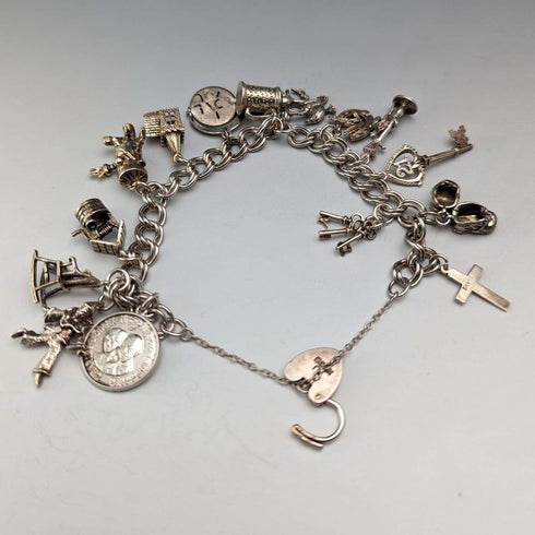 1976 英國復古純銀吊飾手鍊 46 克