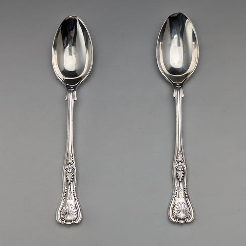 Circa 1914 British Antique Sterling Silver Teaspoon Pair Mappin & Webb