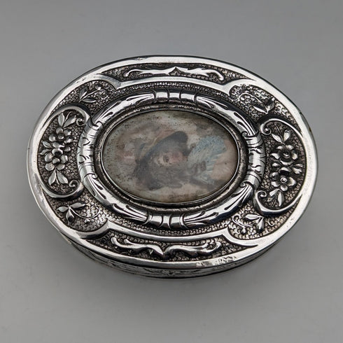 1900年頃 ドイツアンティーク 800シルバー エナメル装飾 ボックス 85g