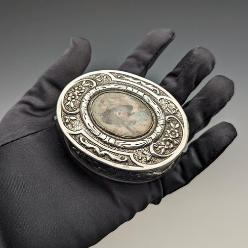 1900年頃 ドイツアンティーク 800シルバー エナメル装飾 ボックス 85g