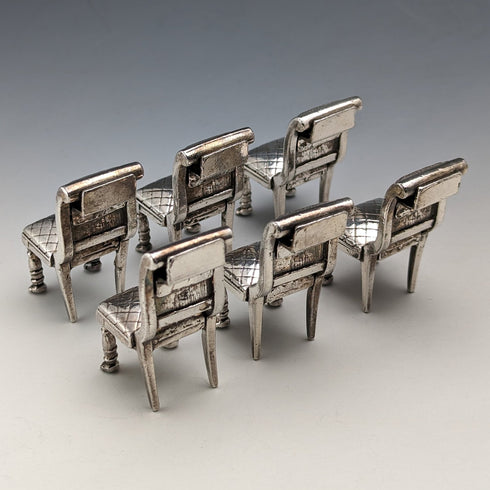 ヴィンテージ シルバープレート製 椅子型 メニューホルダー 6個セット