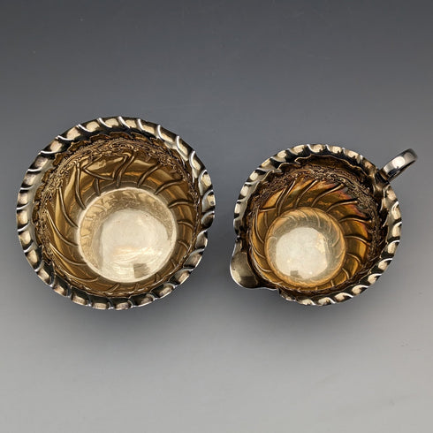 1891 年英國古董純銀糖罐和奶油壺 88 克 James Dixon & Sons