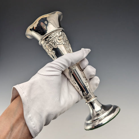 1900 British Antique Sterling Silver Vase Single Flower Vase 146g Comyns of London