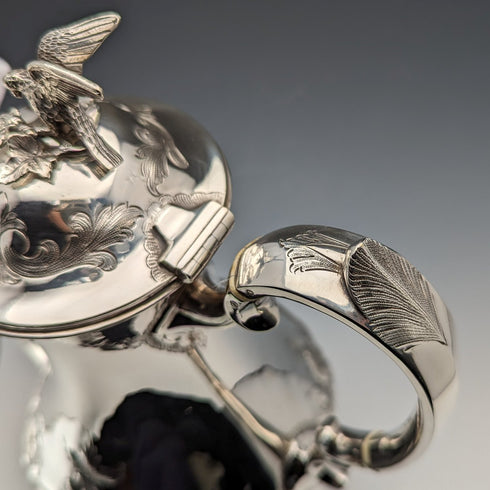 Circa 1880 British Antique Silver Plated Coffee Pot Martin & Hall