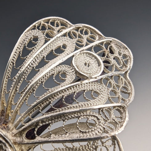 英国ヴィンテージ フィリグリー バタフライ シルバーブローチ2