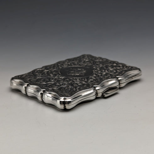 1895年 英国アンティーク 純銀製 両開き型カードケース 91g William Neale