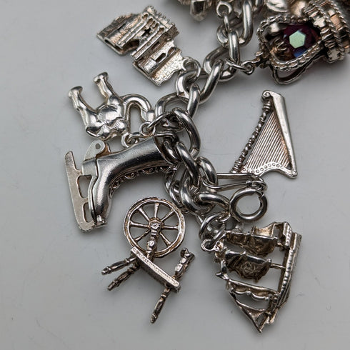 英国ヴィンテージ 純銀製 チャームブレスレット 92g