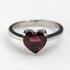 British Vintage Jewelry Heart-shaped Ruby Color Glass Sterling Silver Ring (No. 14) Ring