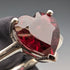 British Vintage Jewelry Heart-shaped Ruby Color Glass Sterling Silver Ring (No. 14) Ring