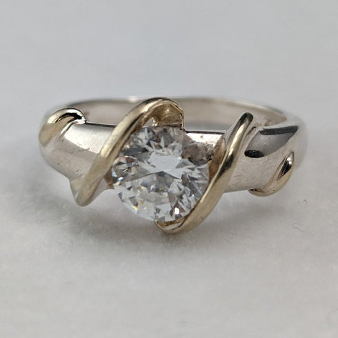 英国ヴィンテージジュエリー キュービックジルコニア 純銀リング(11号)指輪