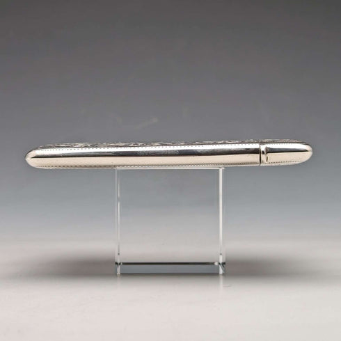 1910 British Antique Sterling Silver Card Case Scroll Pattern 90g