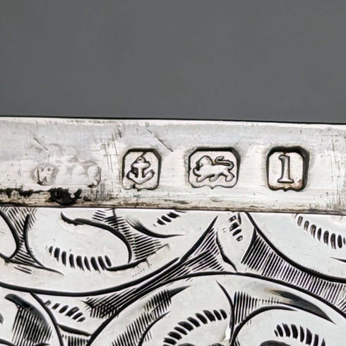 1910 British Antique Sterling Silver Card Case Scroll Pattern 90g