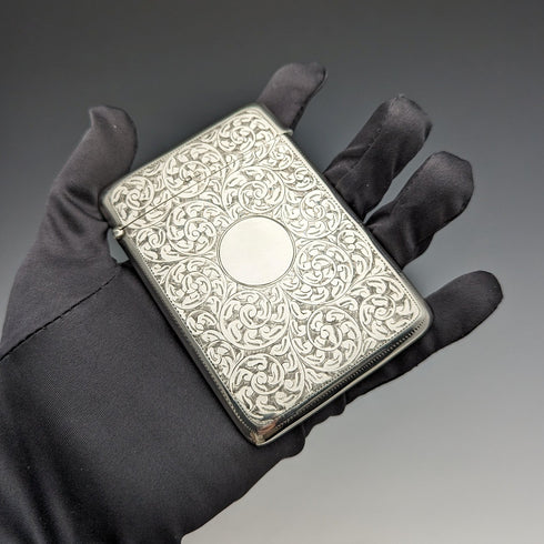 1910 年英國古董純銀卡盒捲軸圖案 90 克