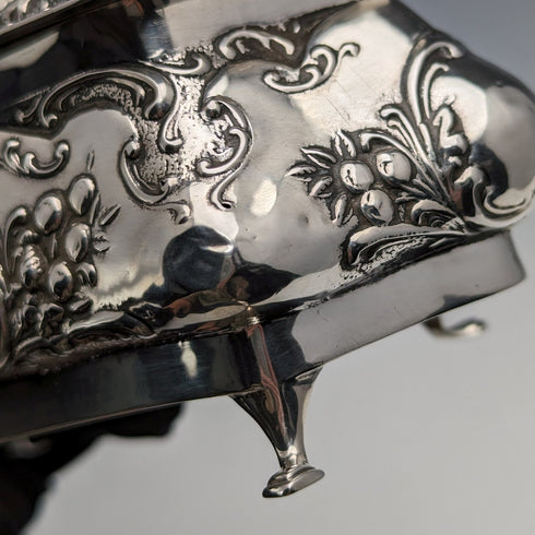 1912年 英国アンティーク 純銀製 ジュエリーボックス 370g Jones & Crompton