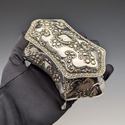 1912年 英国アンティーク 純銀製 ジュエリーボックス 370g Jones & Crompton