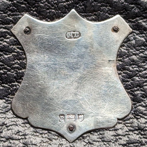 1910 年英國古董純銀裝飾黑色皮革皮夾 M Chapman