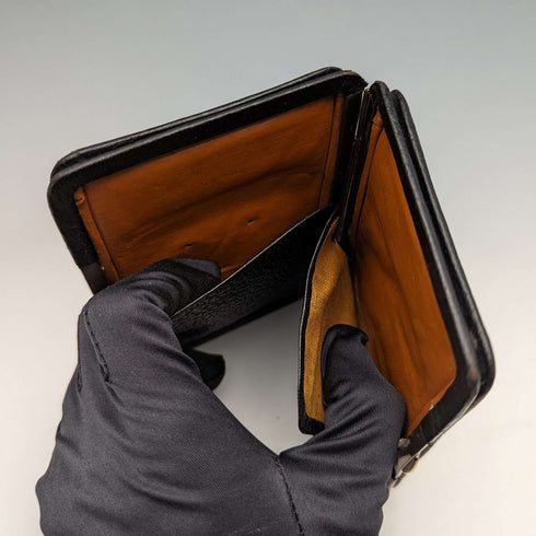 1910 年英國古董純銀裝飾黑色皮革皮夾 M Chapman