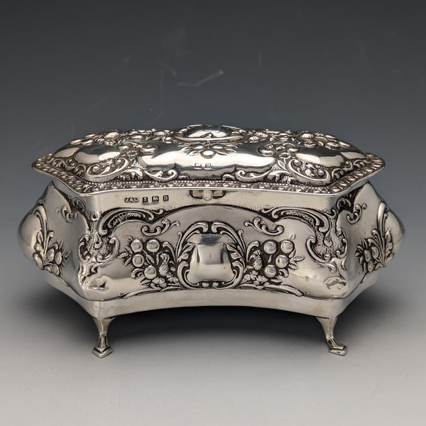 1912年 英国アンティーク 純銀製 ジュエリーボックス 370g Jones & Crompton