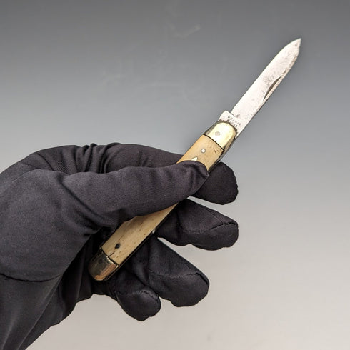 英国アンティーク ボーンハンドル ペンナイフ スチールブレードx2 J Lewis & Sons