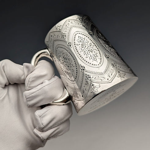 1885年 英国アンティーク 純銀製マグカップ 120g Mappin & Webb