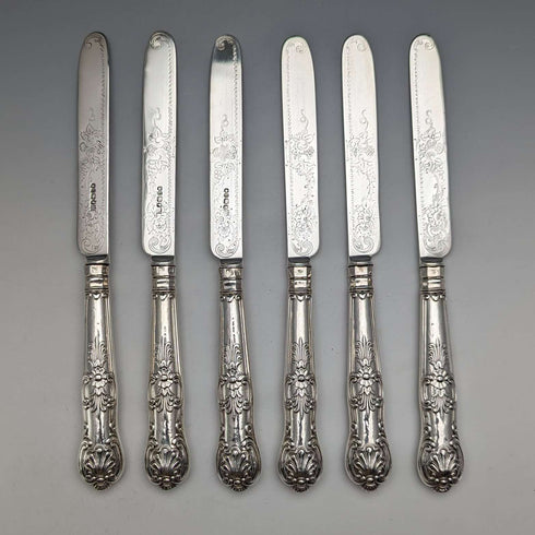 1862 年英國古董純銀甜點餐具 6 對套裝共 467 克 Martin & Hall 木盒