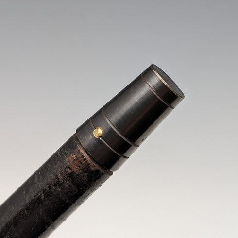 1890 年英國古董男士手杖 L 形鹿角手柄純銀裝飾黑軸 91 厘米