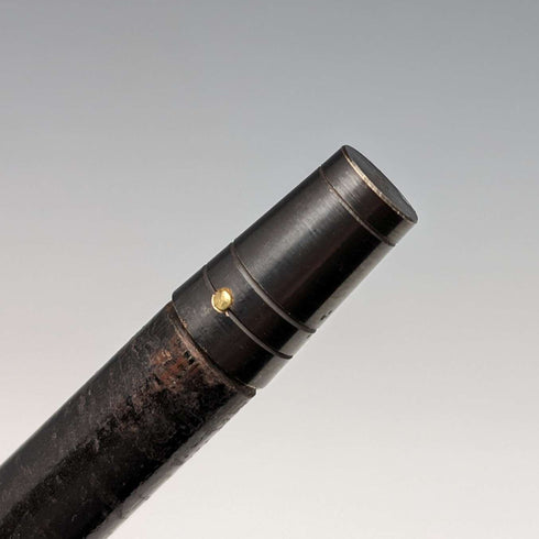 1890 年英國古董男士手杖 L 形鹿角手柄純銀裝飾黑軸 91 厘米