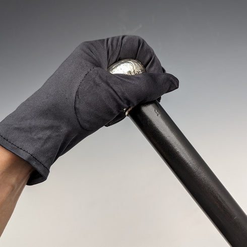 1913 年英國復古男手杖純銀圓形手柄 91 公分黑軸