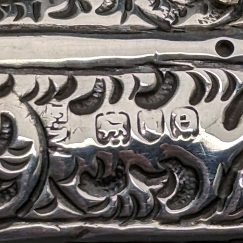 1900 年英國古董男士手杖,弧形手柄,純銀裝飾,棕色桿,90 厘米