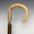 British Vintage Men's Cane, Horn Bent Handle, Sterling Silver Decoration, Hazel Wood Shaft, 92cm