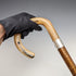 British Vintage Men's Cane, Horn Bent Handle, Sterling Silver Decoration, Hazel Wood Shaft, 92cm