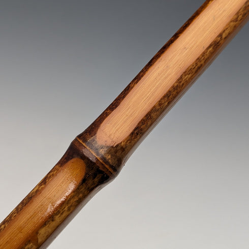 1926 British Vintage Men's Cane, Curved Handle, Sterling Silver Decoration, Bamboo Shaft, 82cm