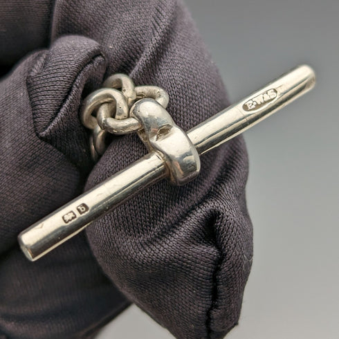 1900年頃 英国アンティーク 純銀製アルバートチェーン 33g ハート型琥珀フォブ