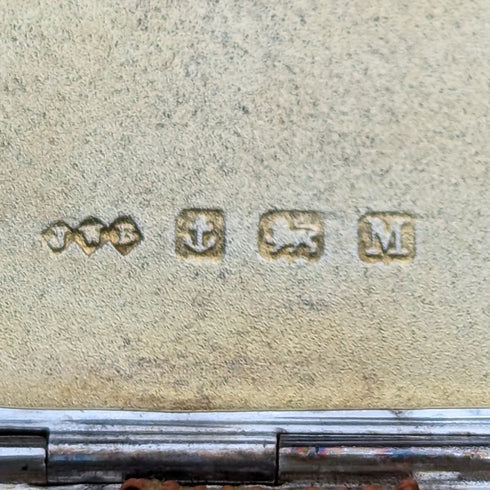 1936年 英国ヴィンテージ 純銀ギョーシェエナメル シガレットケース 95g John William Barrett