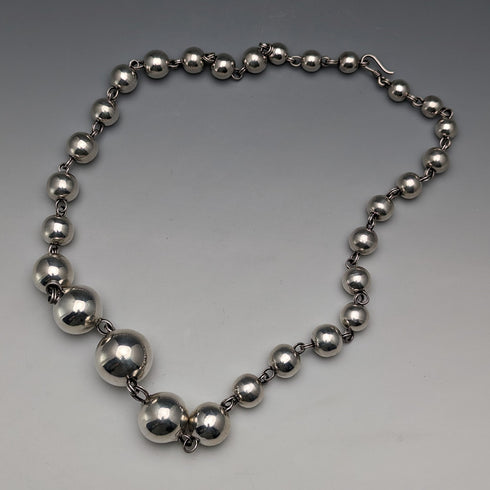 ヴィンテージ 純銀製 大型ビーズネックレス 111g