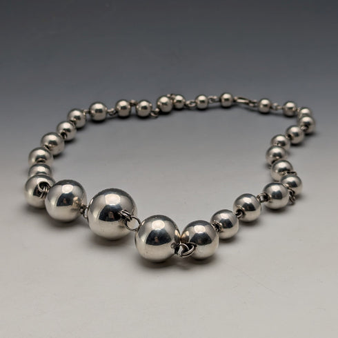 ヴィンテージ 純銀製 大型ビーズネックレス 111g