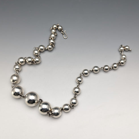 ヴィンテージ 純銀製 大型ビーズネックレス 111g