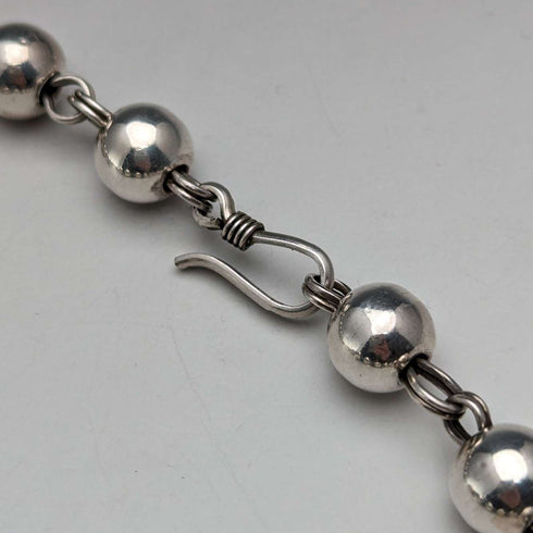 Vintage sterling silver large bead necklace 111g