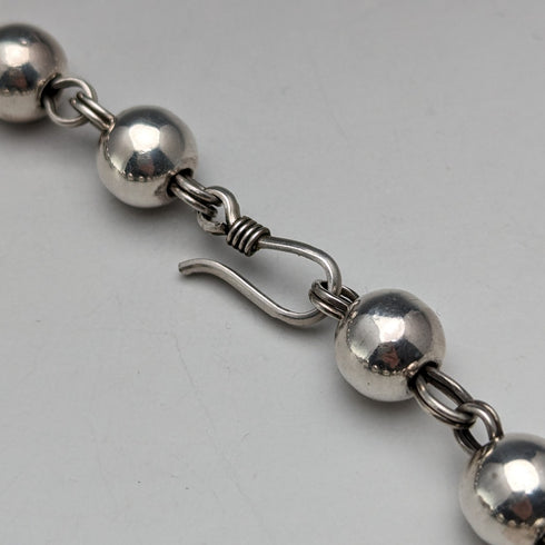 ヴィンテージ 純銀製 大型ビーズネックレス 111g