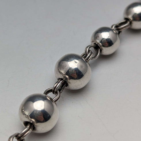 Vintage sterling silver large bead necklace 111g