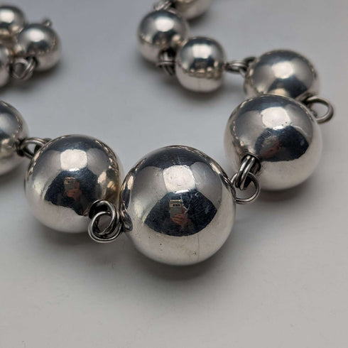 Vintage sterling silver large bead necklace 111g