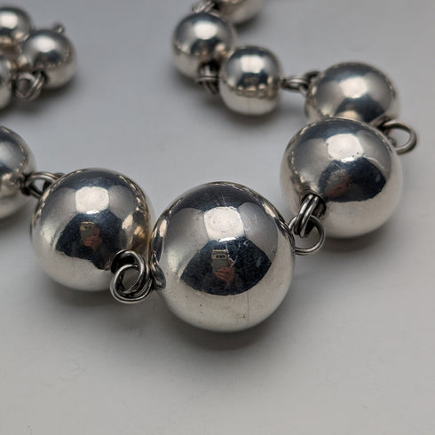 ヴィンテージ 純銀製 大型ビーズネックレス 111g