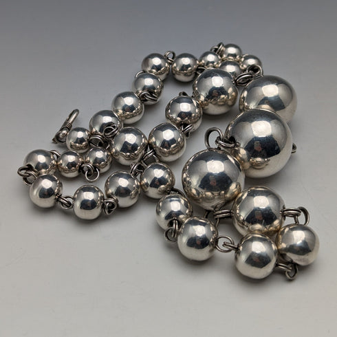 ヴィンテージ 純銀製 大型ビーズネックレス 111g