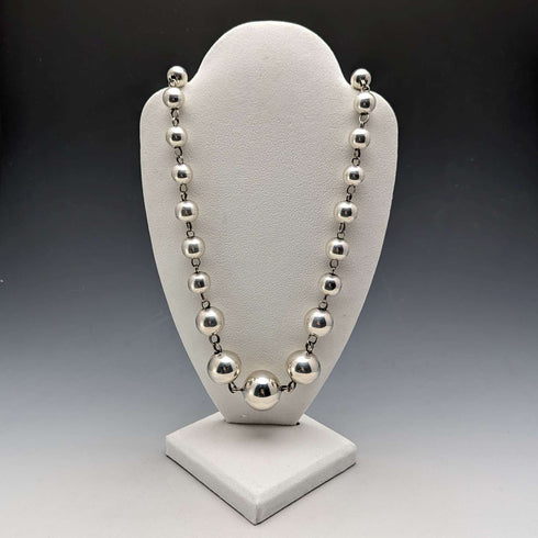 Vintage sterling silver large bead necklace 111g
