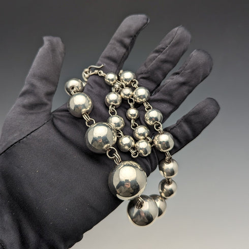 ヴィンテージ 純銀製 大型ビーズネックレス 111g